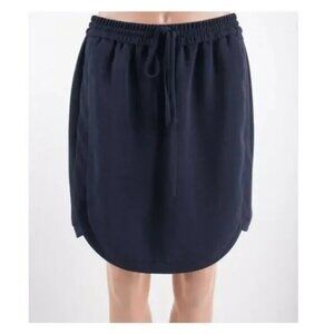 J. Crew Drapey Pull On Adjustable Dark Navy Blue Mini Skirt sz 12